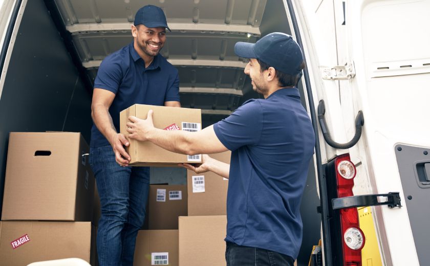Land Freight Delivery Man Helping One Another Moving The Packages